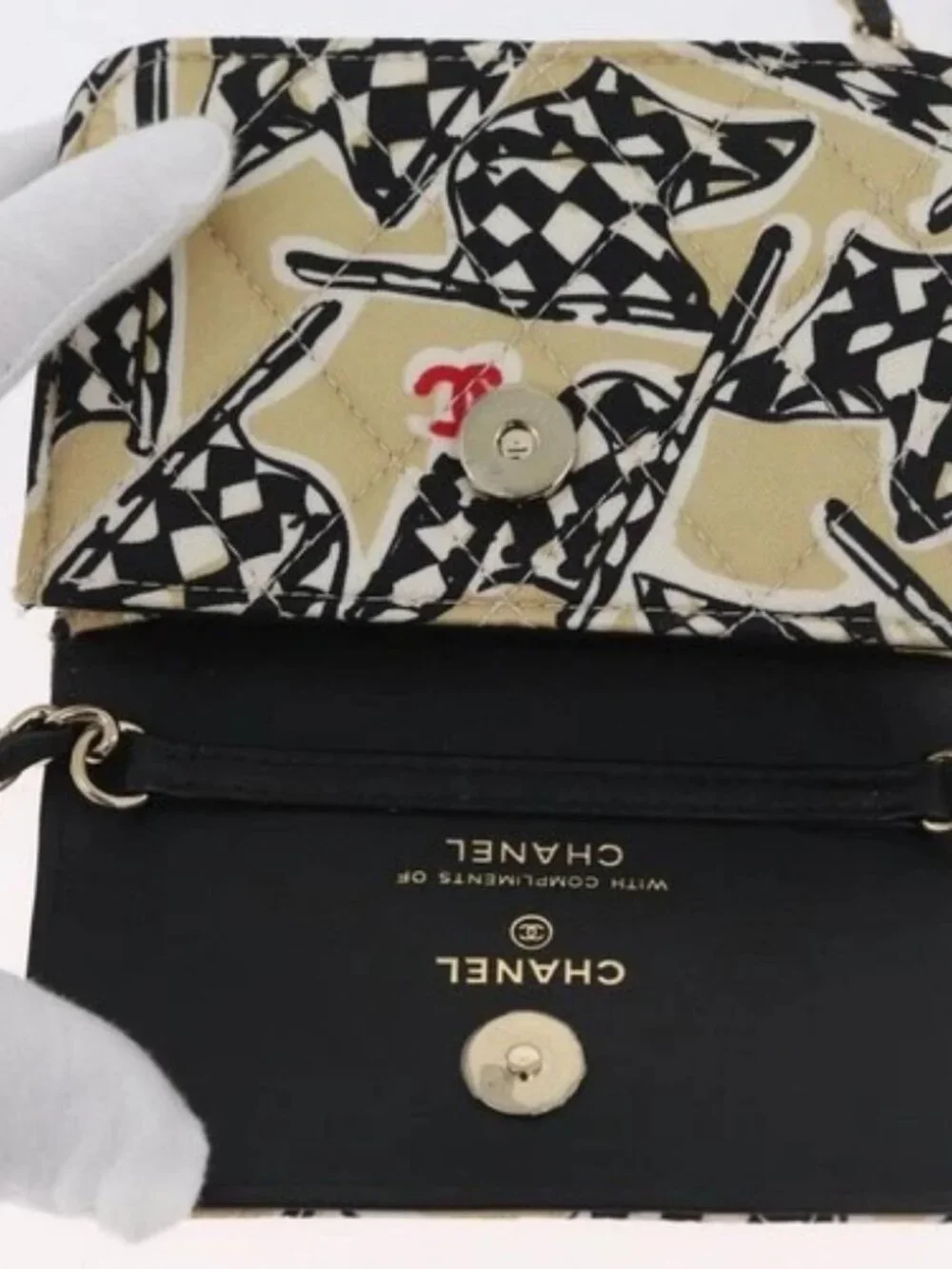 CHANEL Chain Mini Matelasse 12 Shoulder Bag Canvas Beige Gold CC Auth BA11178SAM